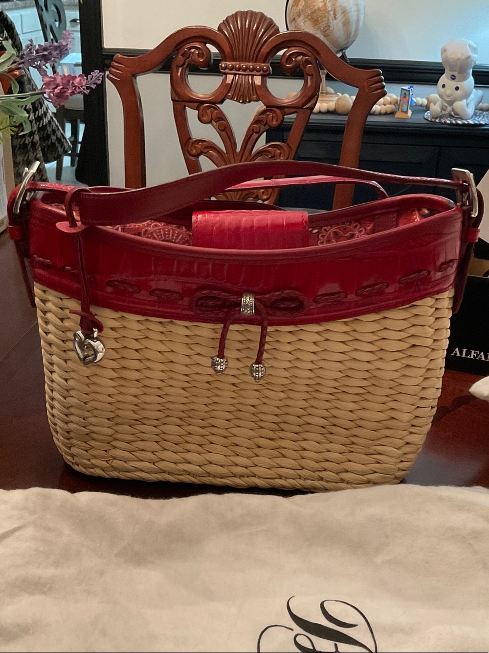 Brighton Red Trim Woven Tote